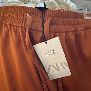 NWT Zara Rust Wide-Leg Pants